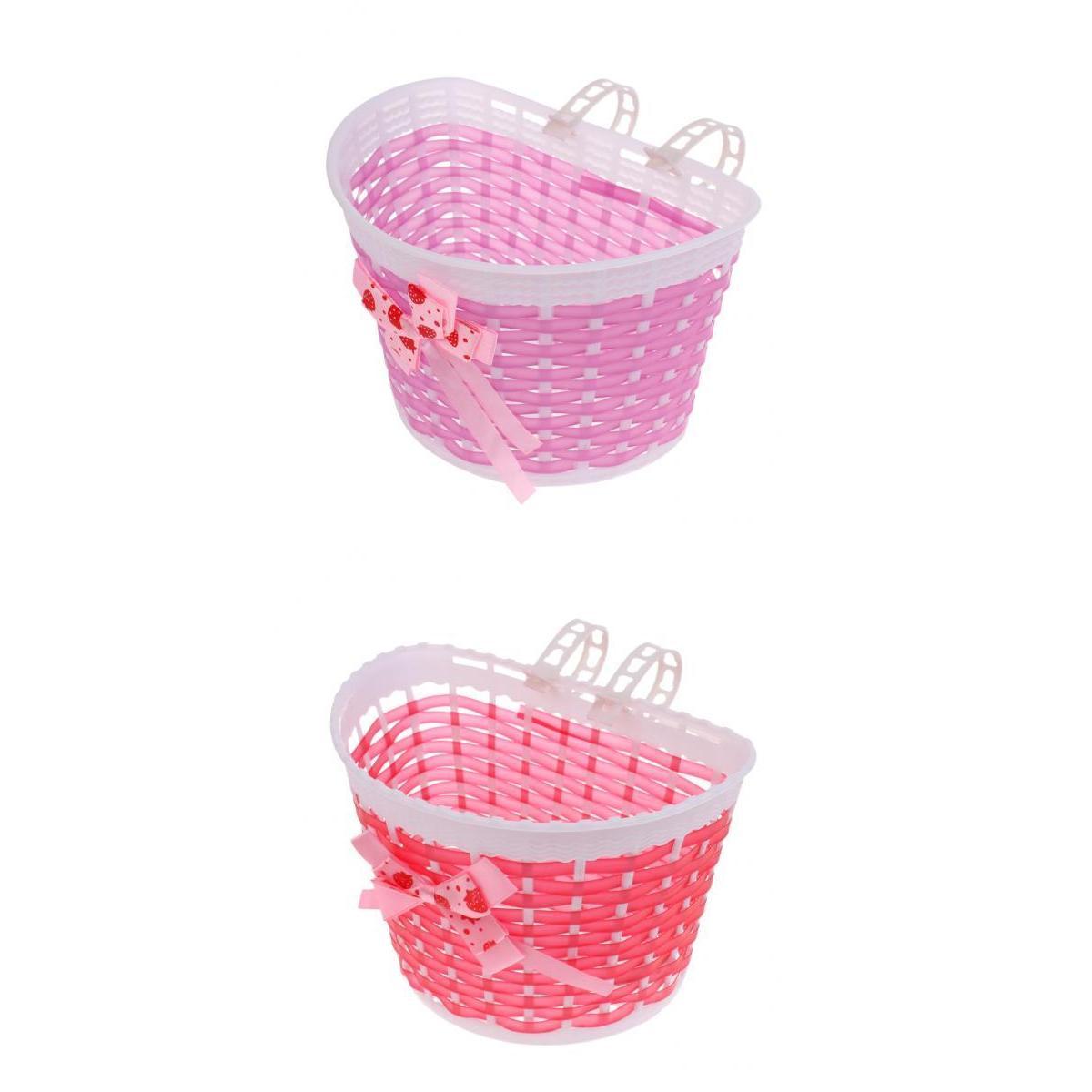 2 Pieces Childrens Kids Girls Bike Bowknot Front Basket with Flowers