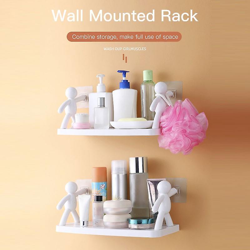 Household Simple Punch-free Wall Hanging Human-shaped Guardrail Hook Rack Bathroom Shelf With Hook Kitchen Storage Rack