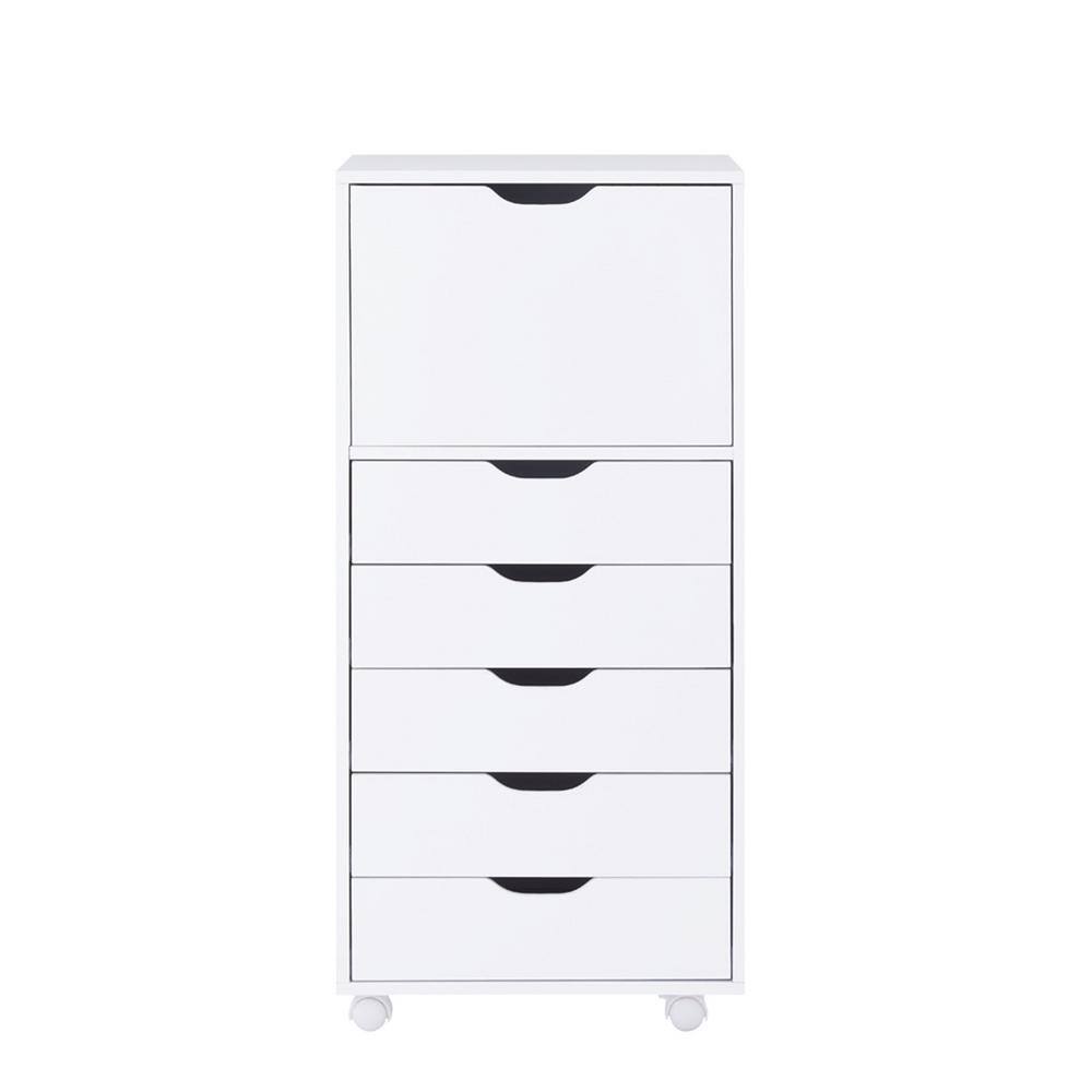 MAYKOOSH White 6-Drawer with Shelf Office File Cabinets Wooden File Cabinets for Home Office Lateral File Cabinet 29466MK