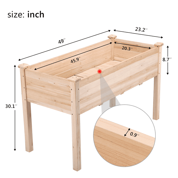 Topeakmart Fir Wood Garden Bed Rectangle Raised Planters Box for Vegetables/Fruits, Wood