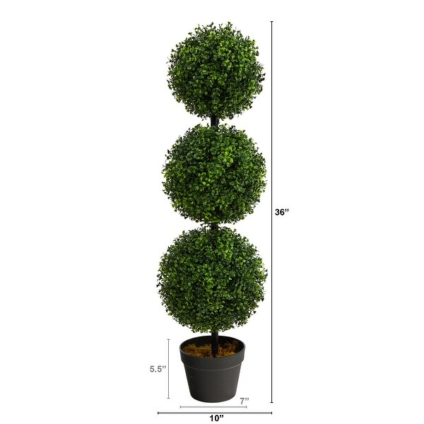 3' Boxwood Triple Ball Artificial Topiary UV