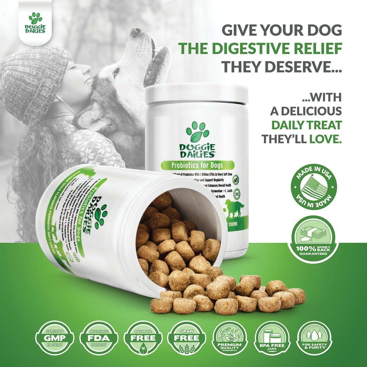 Doggie Dailies Advanced Probiotics and Prebiotics Dog Supplement