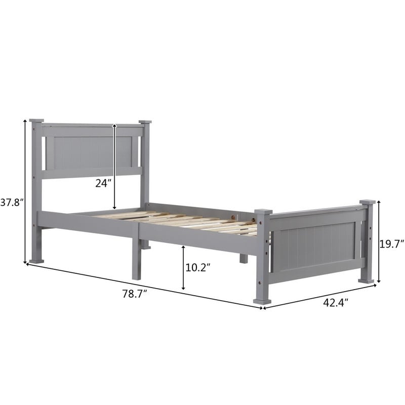 Vertical Decorative Core Bed Frame Grey Full/Twin/Queen