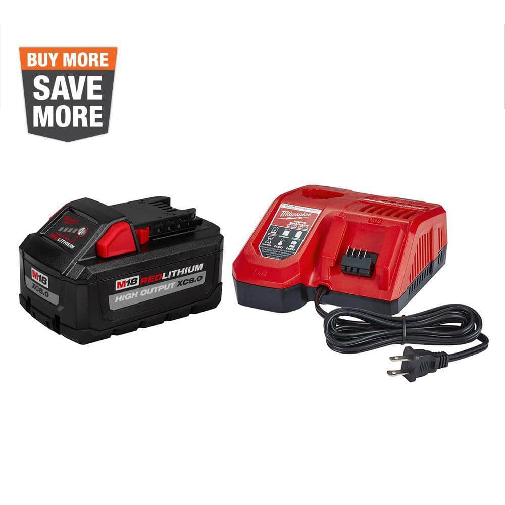 Milwaukee M18 18-Volt Lithium-Ion HIGH OUTPUT Starter Kit with XC 8.0Ah Battery and Rapid Charger 48-59-1880