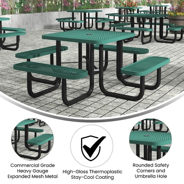 Commercial Grade Expanded Mesh Metal Outdoor Picnic Table