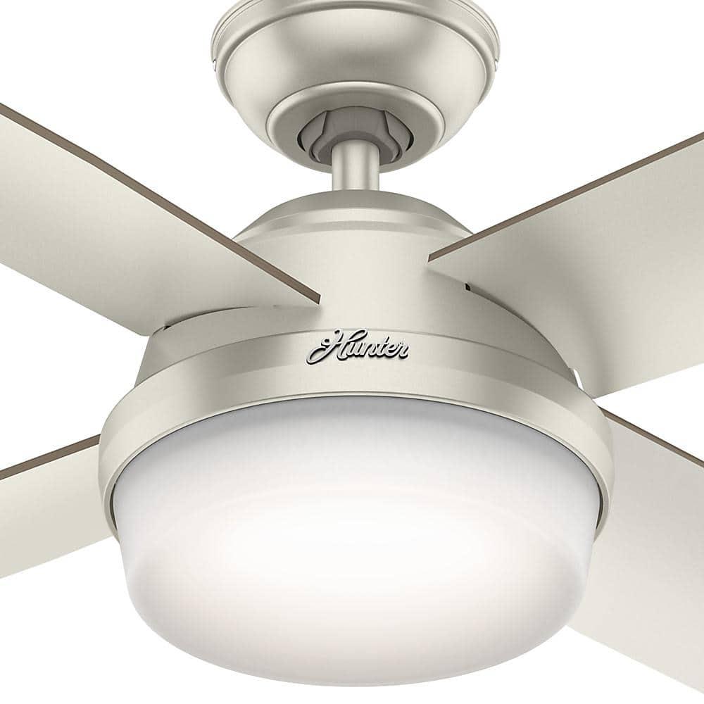 Hunter Dempsey 52 in LED IndoorOutdoor Matte Nickel Ceiling Fan with Light and Remote