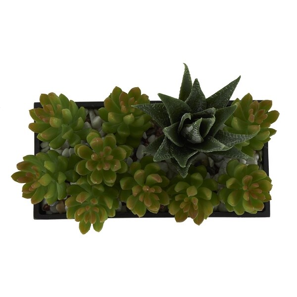 Green Faux Foliage Artificial Plant with Black Melamine Pot