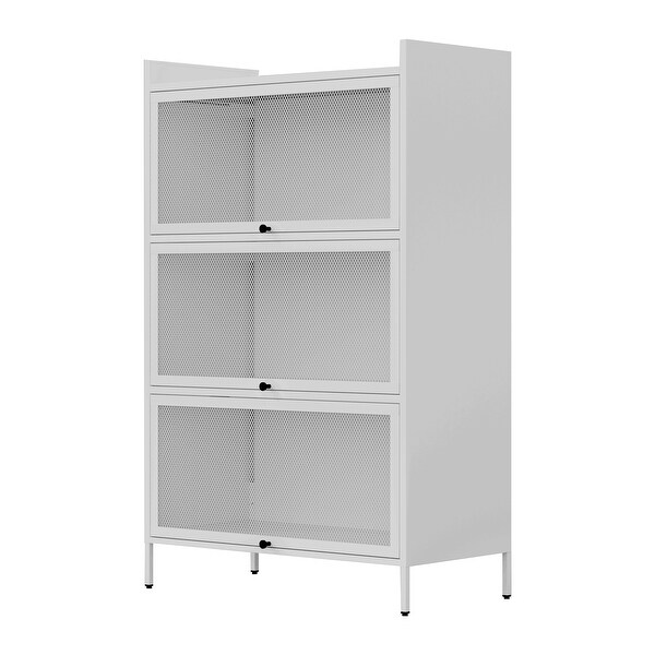 3-Tier Buffet Cabinet with Detachable and Folding Mesh Doors