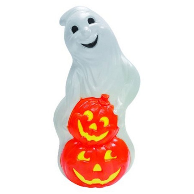 Union Products 56480 60 watt Light Up Ghost amp Pumpkin Halloween Outdoor Garden Statue Decoration Made From Blow molded Plastic White orange 2 Pack