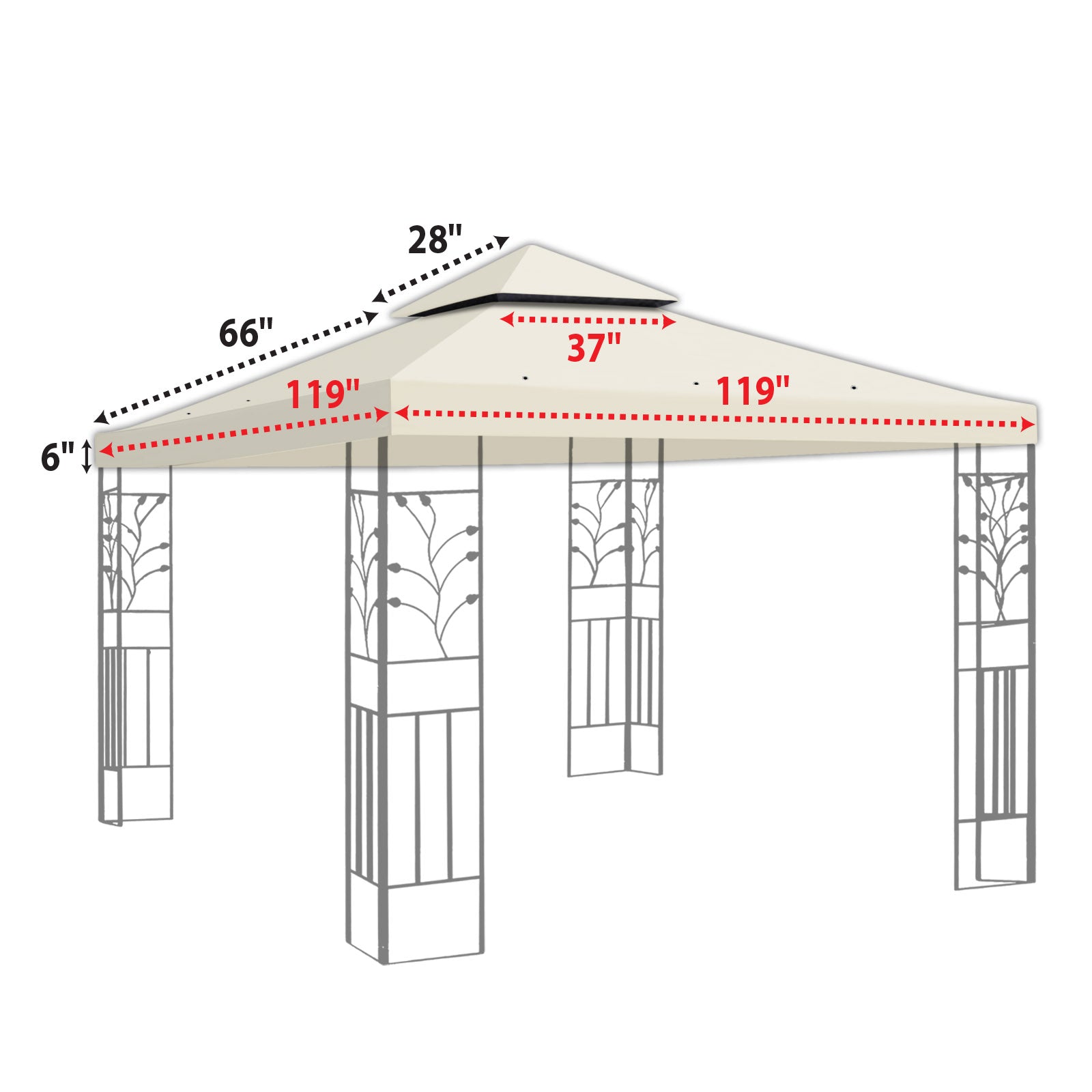 10'x10' Replacement Canopy Top Cover 2-Tiered Patio Sunshade Upgraded UV Protection, Gazebo Tent Canopy Cover ONLY