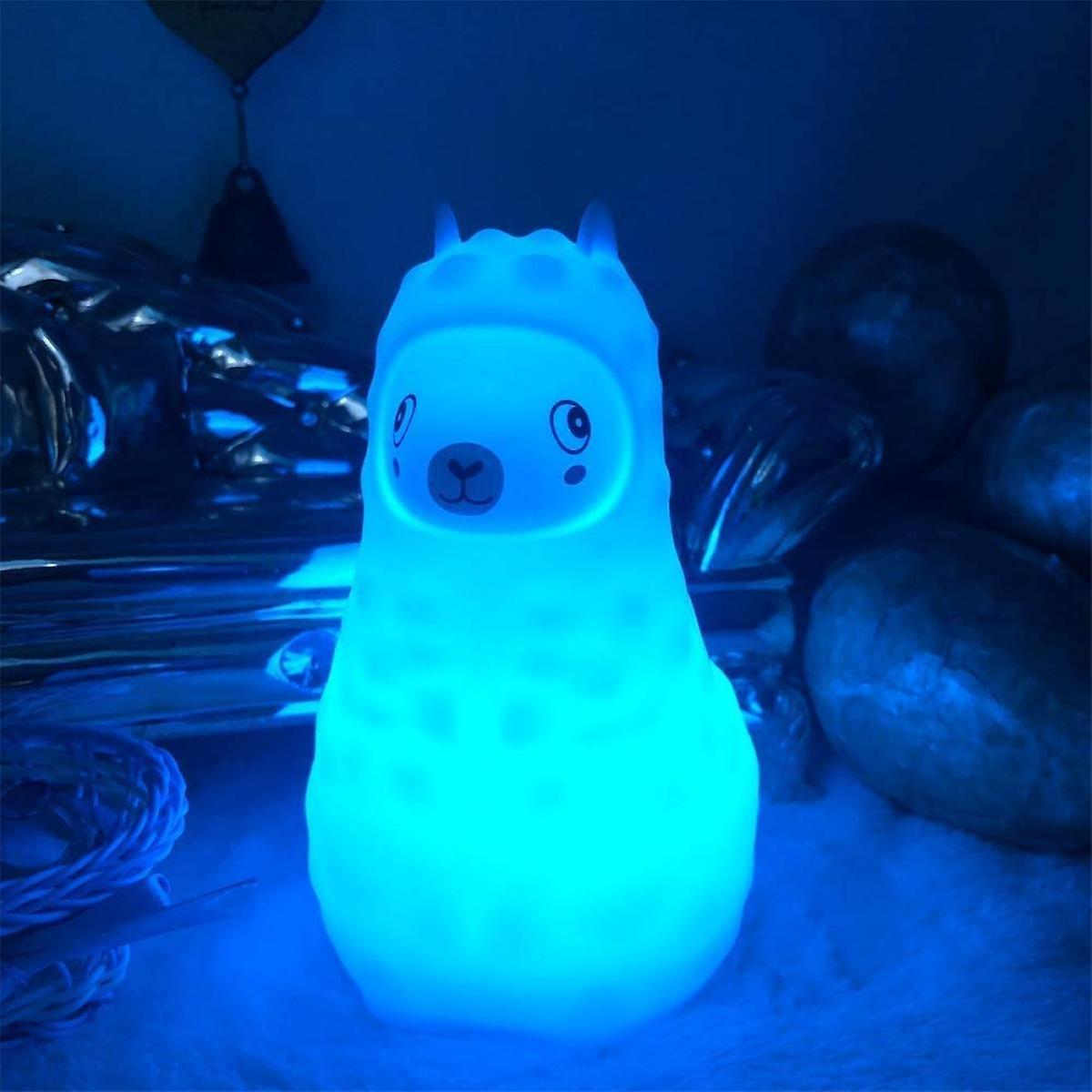 Animal Alpaca Kids Night Light， Children's Room Led Bedside Lamp， Rechargeable Soft Silicone Light， Adjustable Brightness And Colors