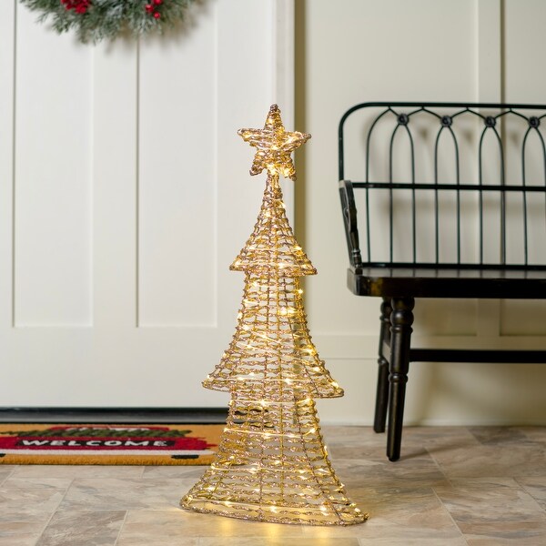 PreLit Champagne Glitter Christmas Tree，32 in.