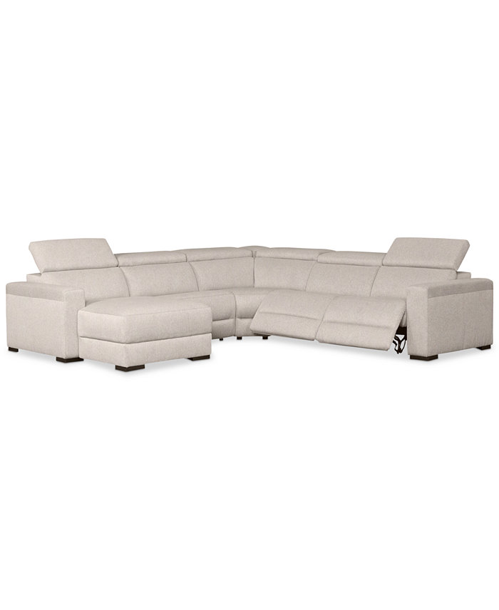 Furniture Nevio 124 5-Pc. Fabric Sectional Sofa with Chaise