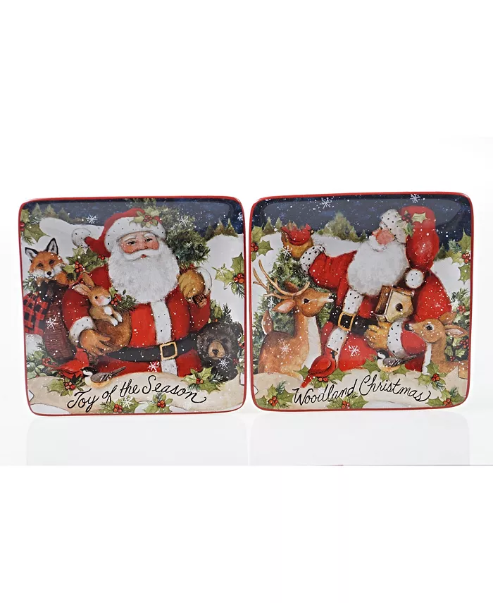 Certified International Magic of Christmas Santa 4 Piece Canape Plate