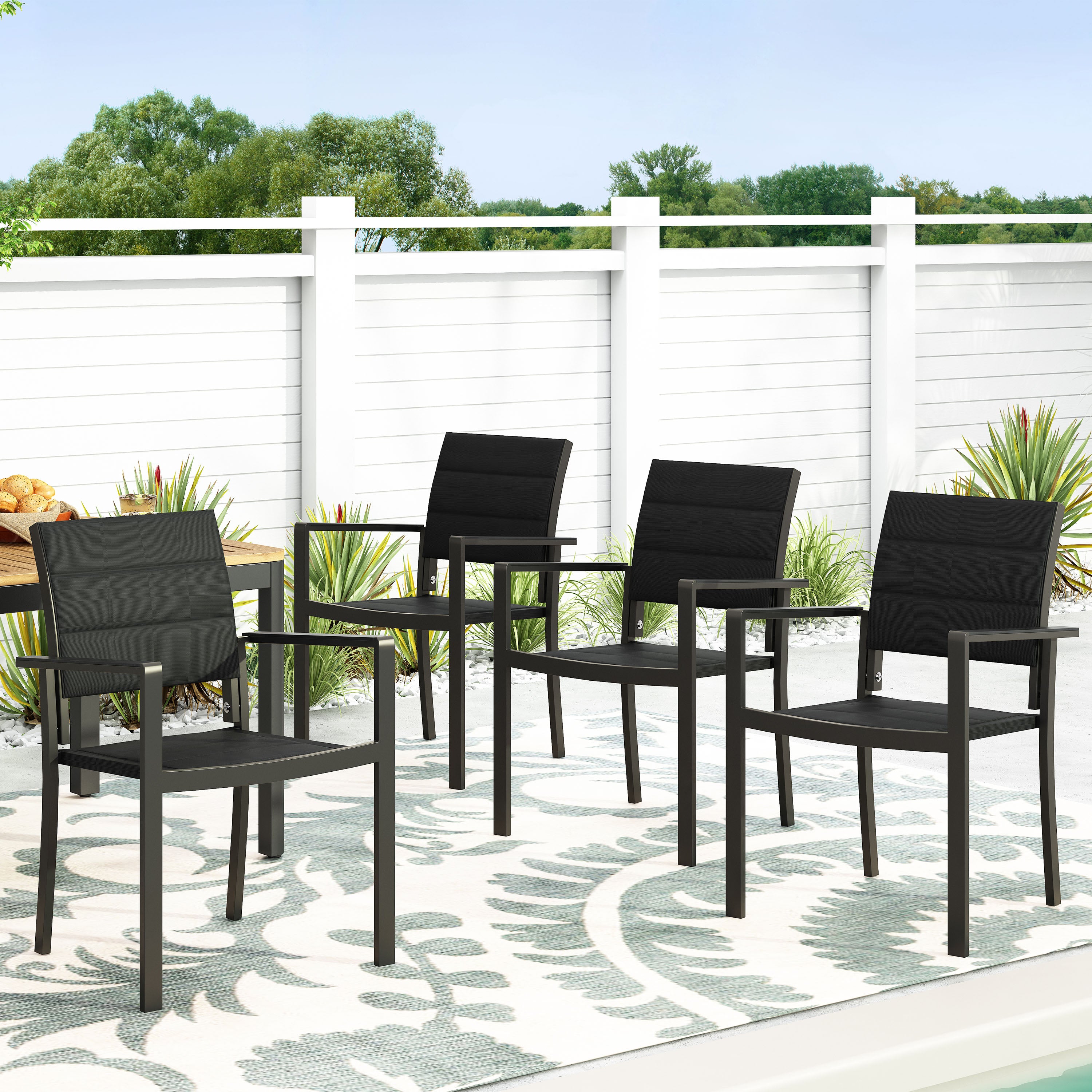 Curtisian Outdoor Mesh and Aluminum Dining Chairs