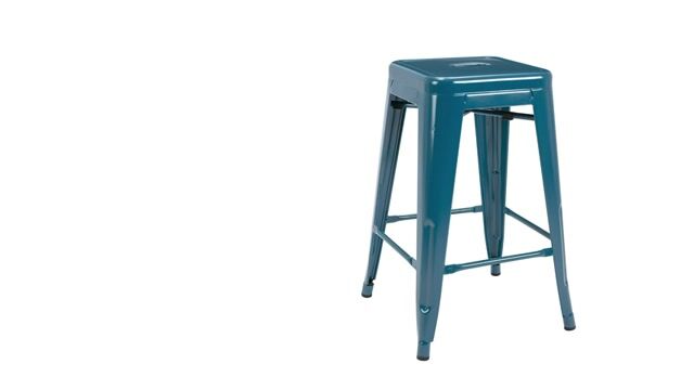 24 Inch Metal Bar stools, Backless Counter Height Barstools, Indoor Outdoor Stackable Stools with Square Seat