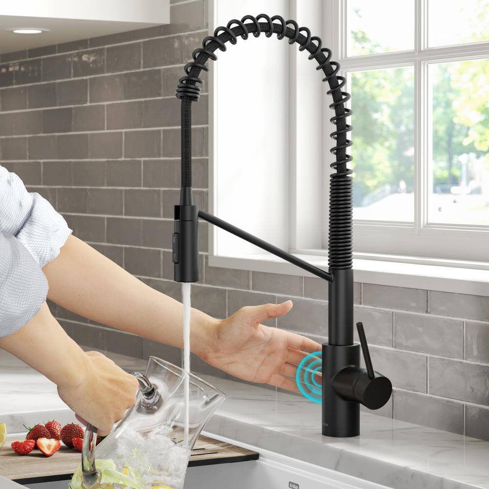 KRAUS Oletto Touchless Sensor Commercial Pull-Down Single Handle Kitchen Faucet in Matte Black KSF-2631MB