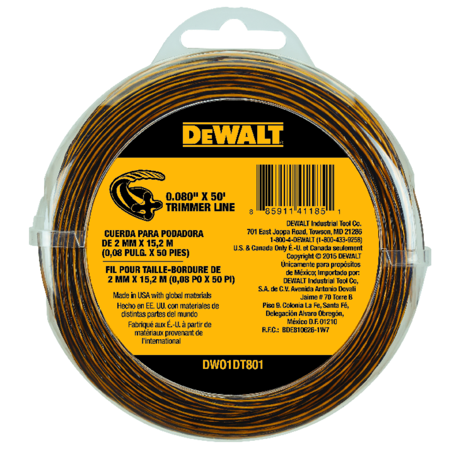 DW .080 in. D X 50 ft. L Trimmer Line