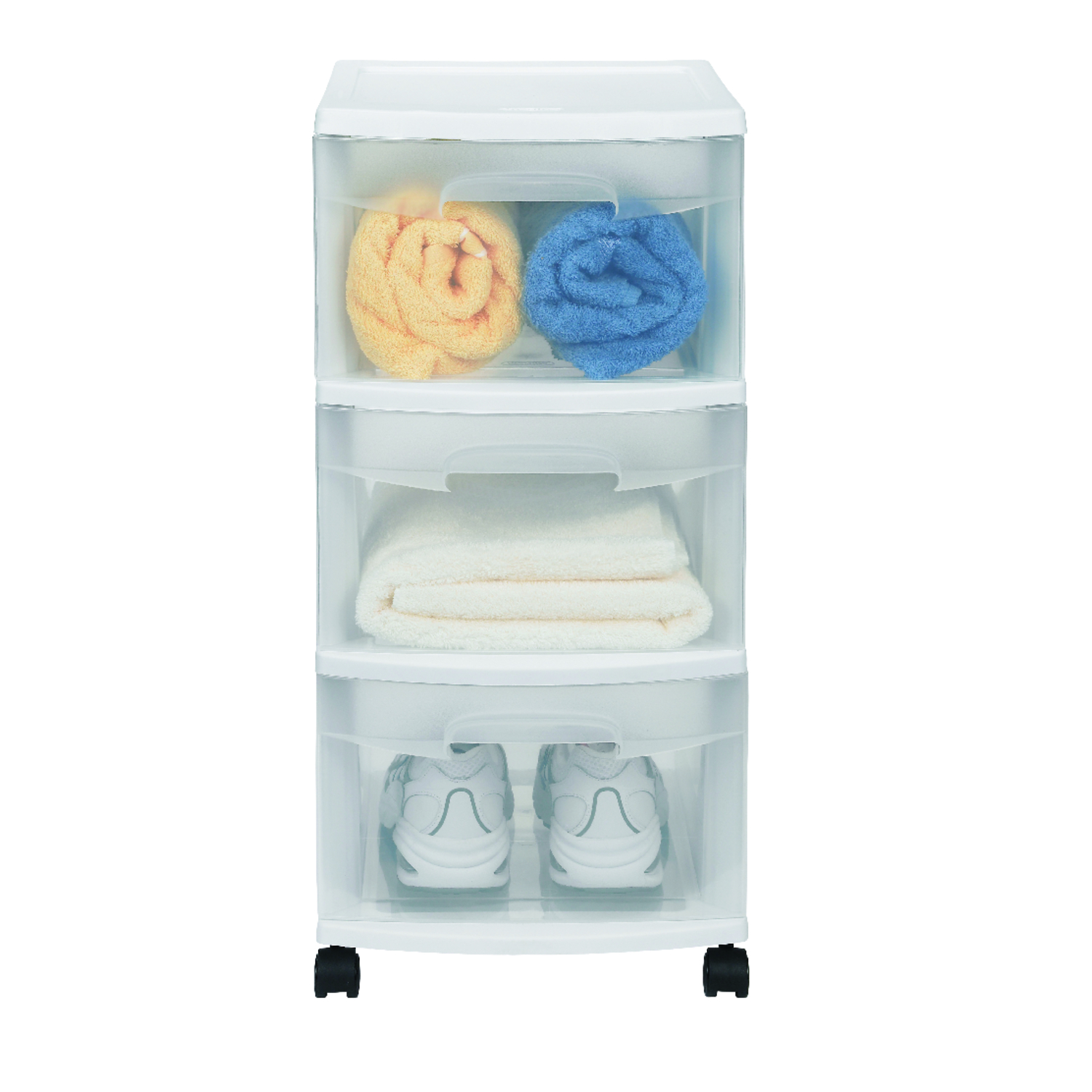 Sterilite 5.4 cu ft Clear/White Drawer Organizer 25-5/8 in. H X 12-5/8 in. W X 14-1/2 in. D Stackabl