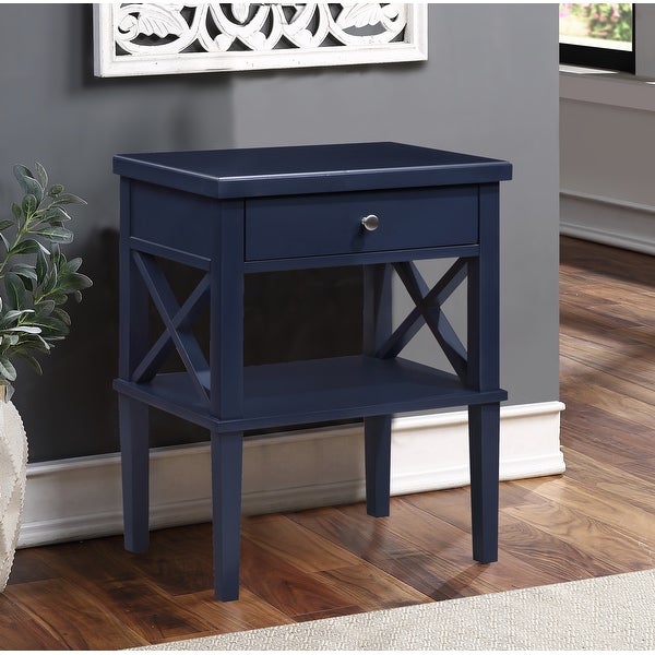 Nightstand with Drawer， Wooden Storage Cabinet for Bedroom