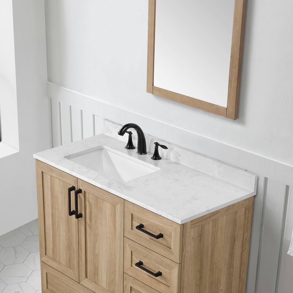 Glacier Bay Tobana 42 in. W x 19 in. D x 34.5 in. H Bath Vanity in Weathered Tan with White Cultured Marble Top Tobana 42NO