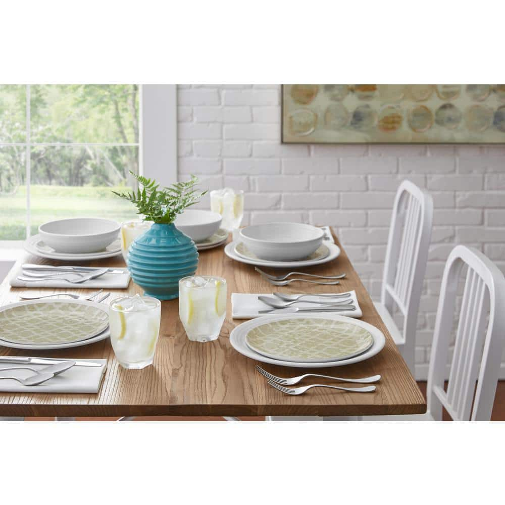 StyleWell Taryn Melamine Accent Plates in Khaki Trellis (Set of 6) NN0479KTL