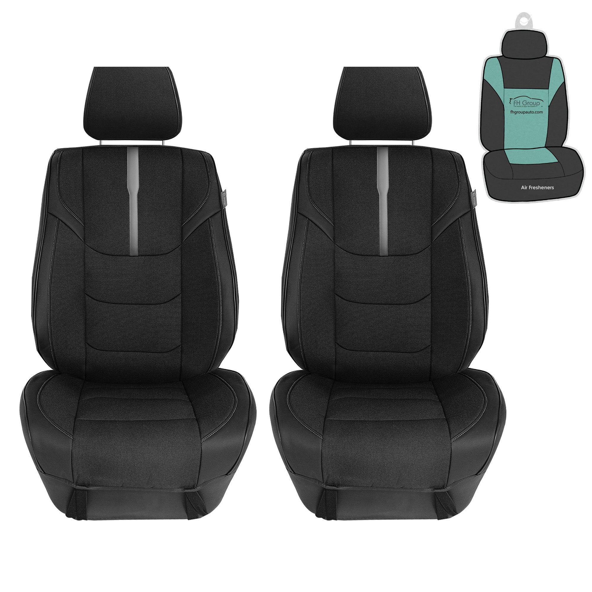 FH Group AFFB215102GRAYBLACK GrayBlack Oxford fabric Front Set Car Seat Covers with Air Freshener