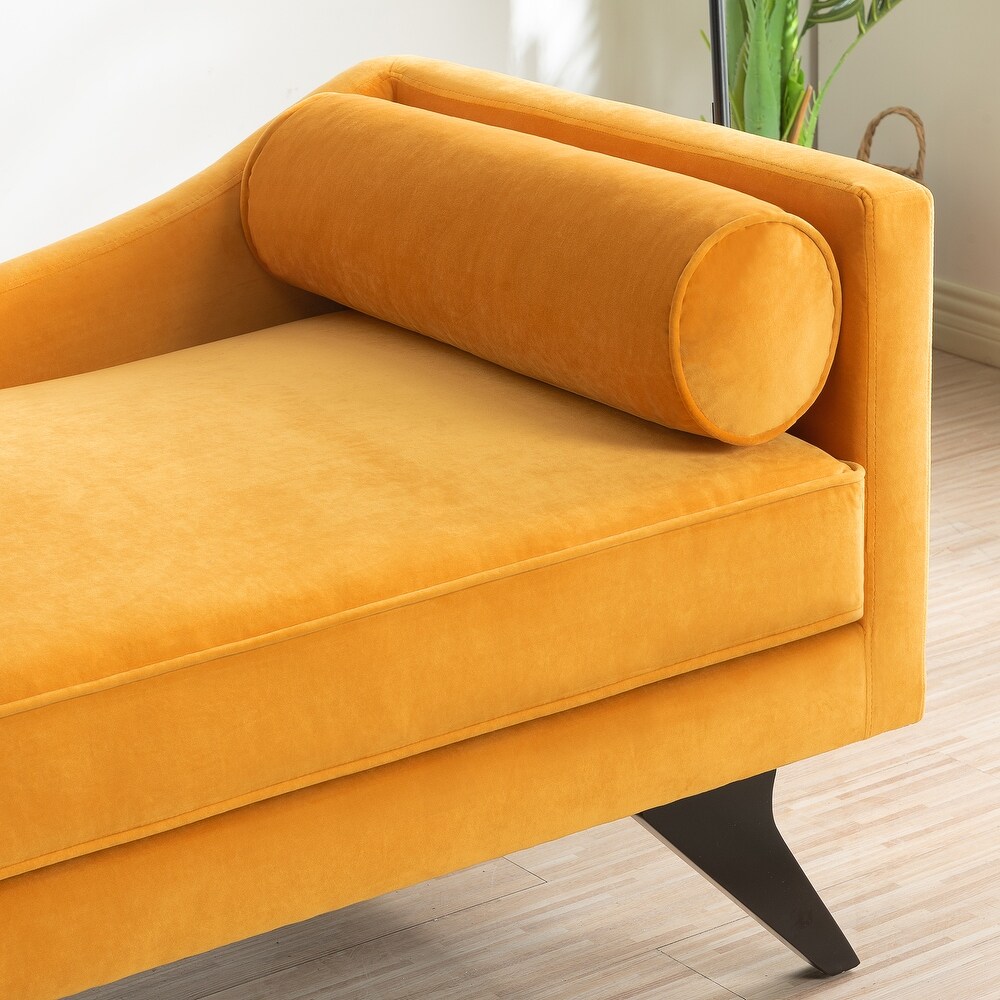 Right Square Arm Reclining Chaise Lounges with Rolled Accent Pillow