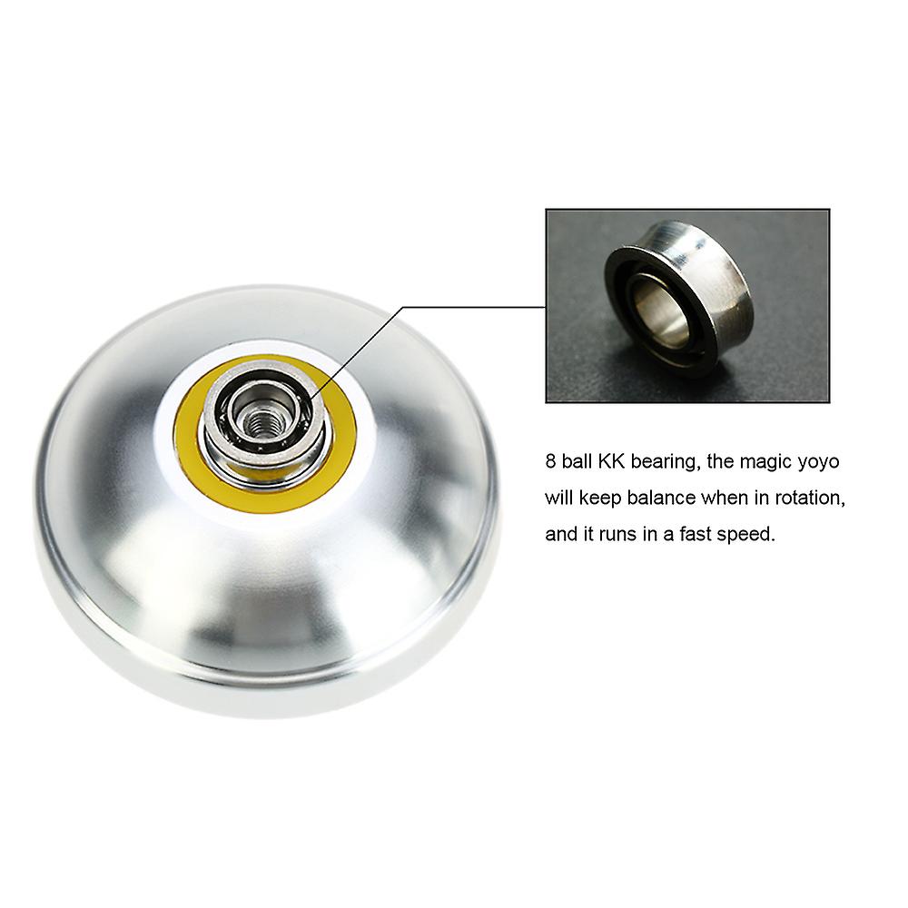 Professional Magic Yoyo T6 Rainbow Aluminum Alloy Metal Yoyo 8 Ball Kk Bearing With String For Kids Silver