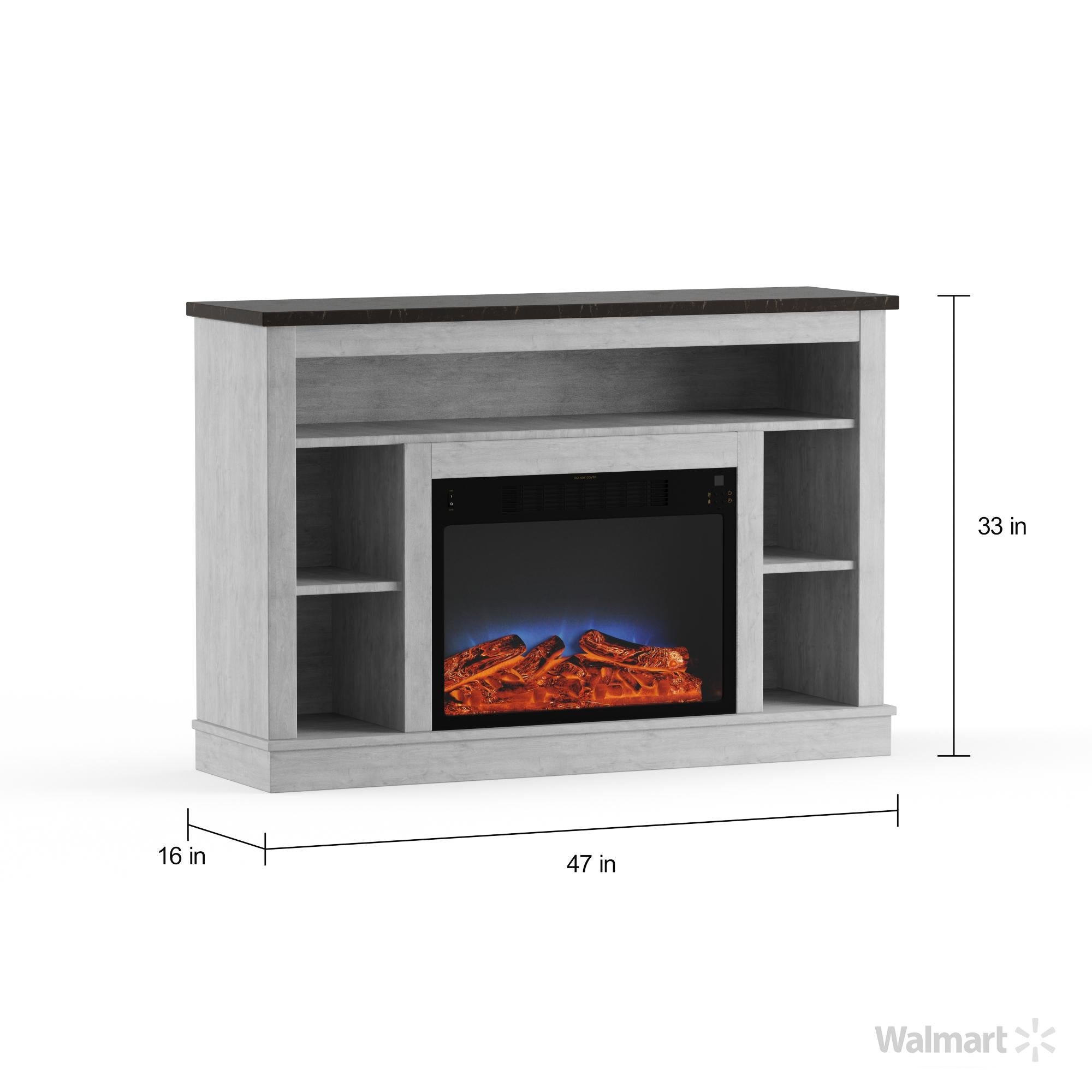 Cambridge Seville 47'' Freestanding Electric Multi-Color LED Fireplace with Log Insert and Remote | White Mantel | For Rooms up to 210 Sq.Ft. | Adjustable Heat Settings | Timer