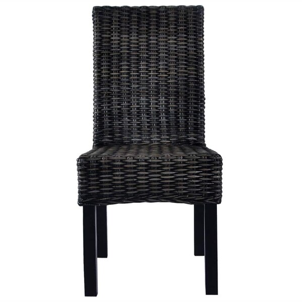 vidaXL Dining Chairs 6 pcs Black Kubu Rattan and Mango Wood (3x246656)