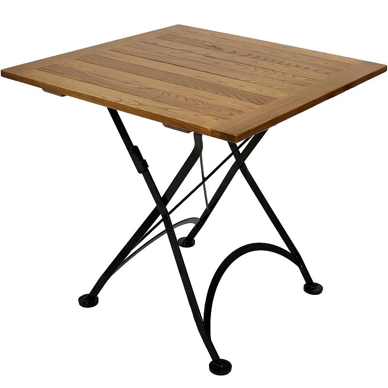 Sunnydaze 31.5 in European Chestnut Wood Folding Square Patio Bistro Table