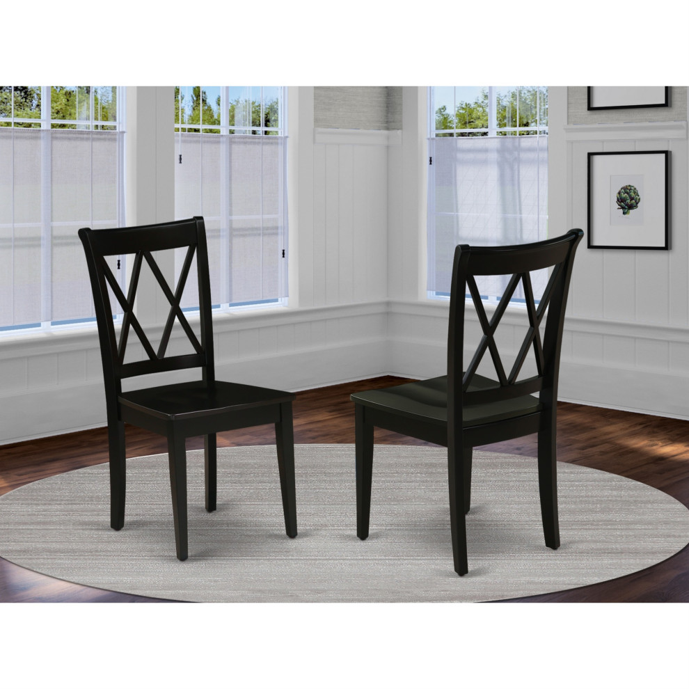 Set of 2 Chairs Clarksville Double X Back Chairs  Black Finish   Transitional   Dining Chairs   by Kolibri Decor  Houzz