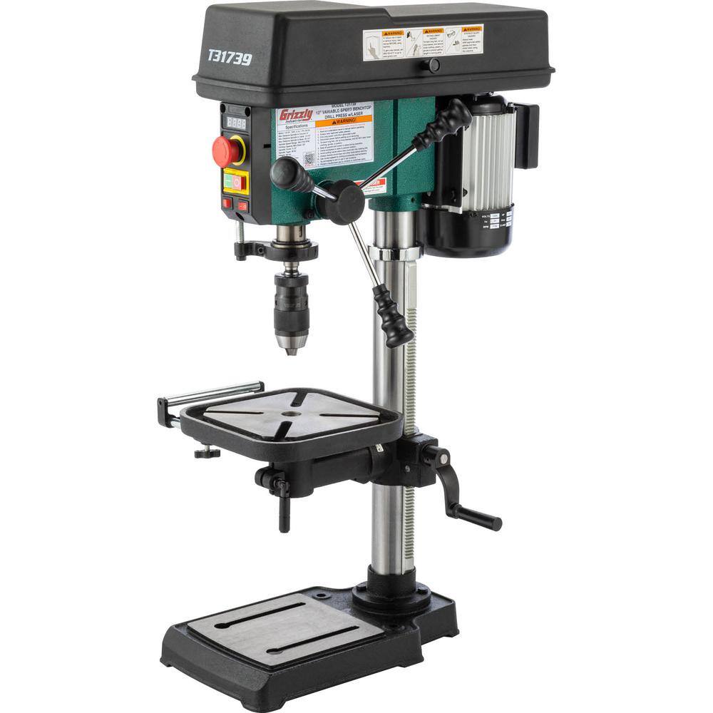 Grizzly Industrial 12 in. Variable-Speed Benchtop Drill Press with 132 in.-58 in. Chuck T31739