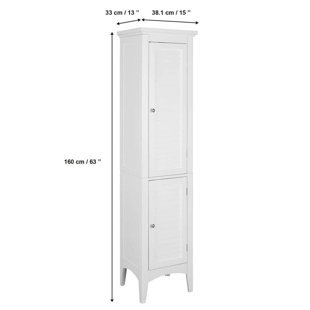 Teamson Home Simon 15 in W x 63 in H x 1314 in D Bathroom Linen Storage Floor Cabinet with 2Shutter Doors in White