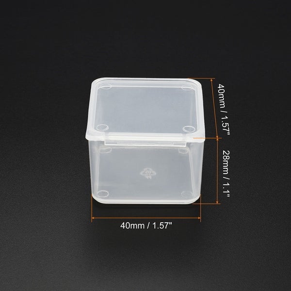 12pcs Clear Storage Container with Hinged Lid 40x28mm Plastic Square Craft Box