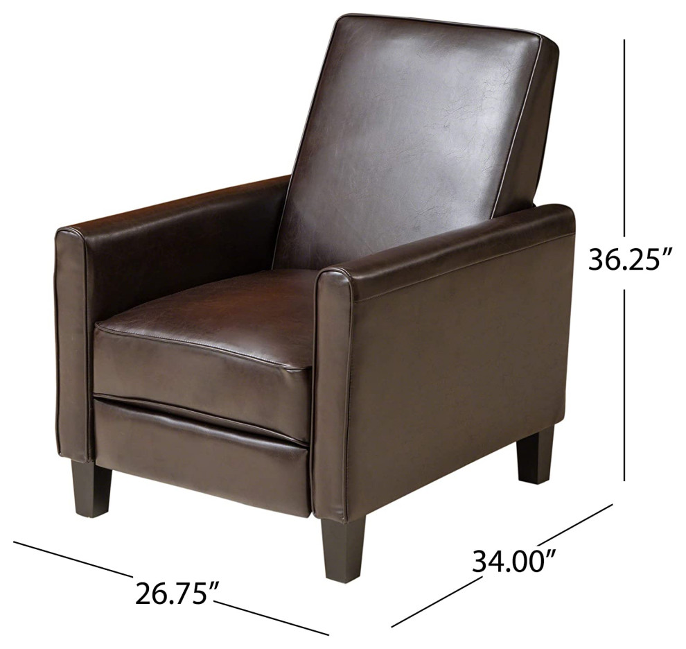 Set of 2 Recliner  Bonded Leather Upholstered Seat With Rounded Arms  Dark Brown   Contemporary   Theater Seating   by Decor Love  Houzz