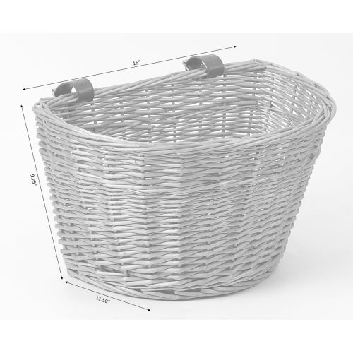 Wicker Front Bike Basket with Faux Leather Straps