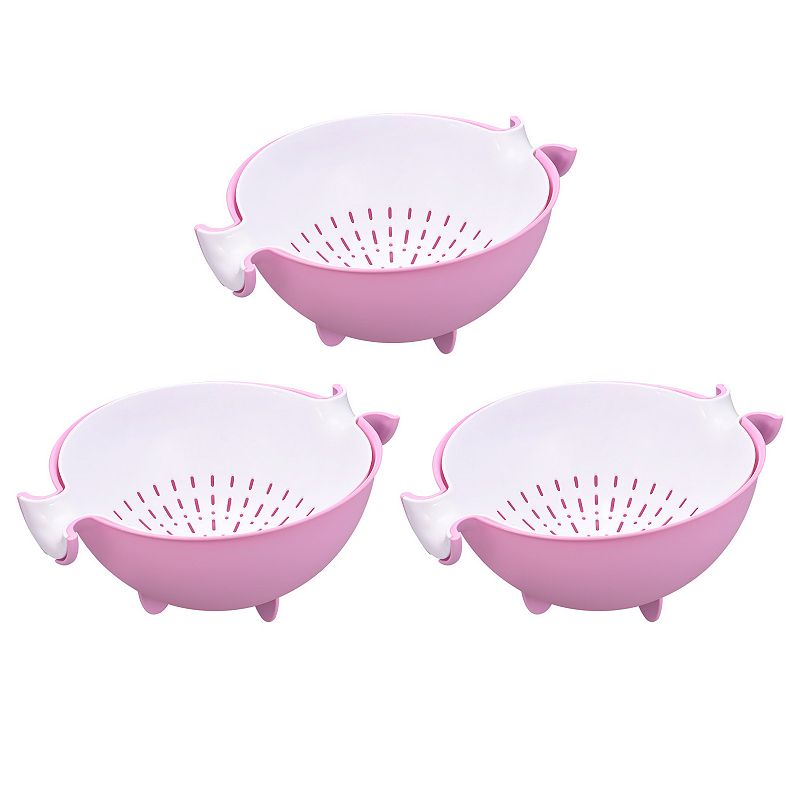 Kitchen Strainer Colander 3PCS， Plastic Food Strainer Washing Basket