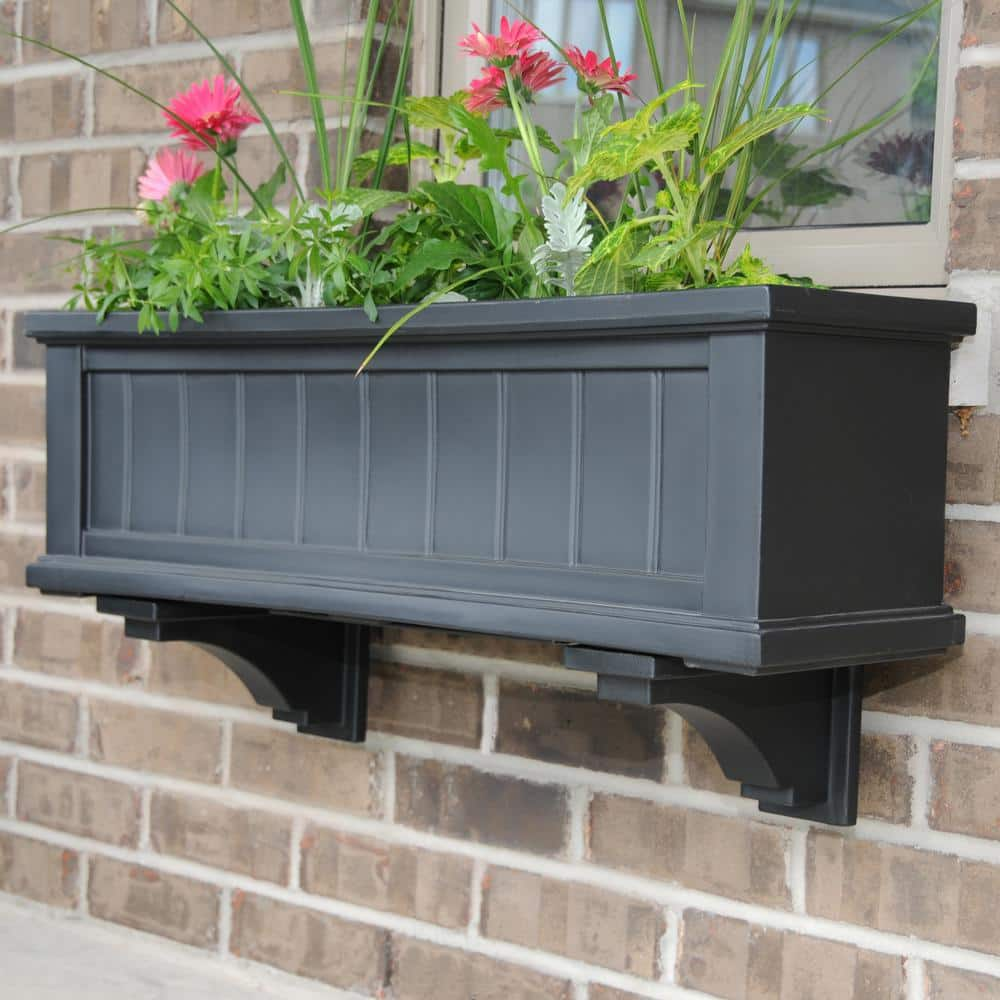 Mayne Cape Cod 36 in. x 11 in. Self-Watering Black Polyethylene Window Box 4840-B