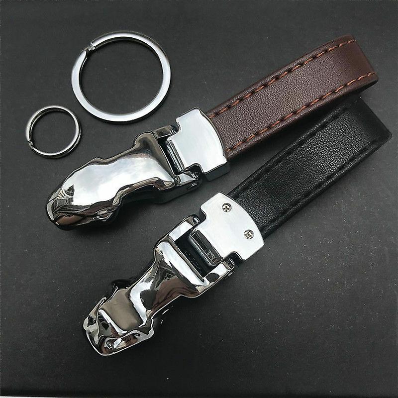 Leopard Head Shape Zinc Alloy Genuine Leather Car Key Chain Fit For Mazda Auto