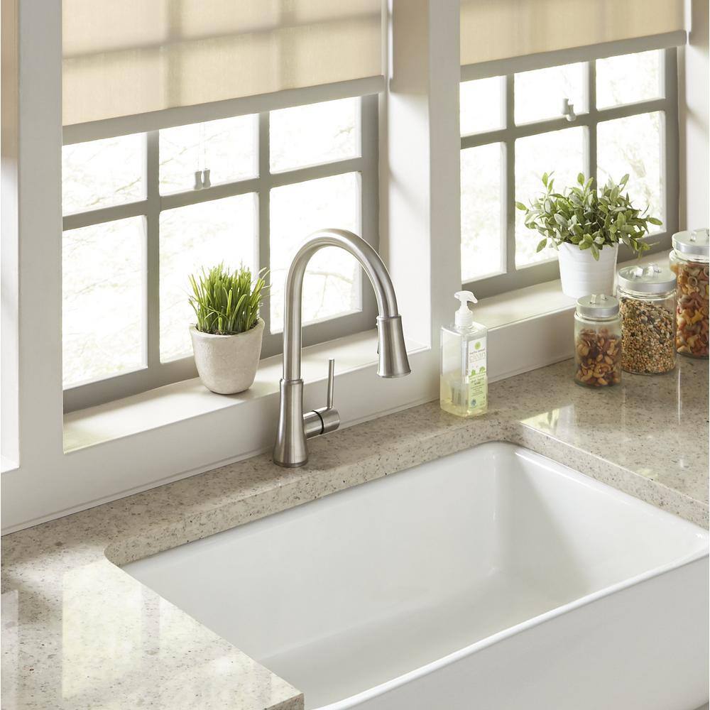 SINKOLOGY Bradstreet II All-in-One Farmhouse Fireclay 30 in. Single Bowl Kitchen Sink with Stainless Faucet and Drain SK499-30-PF1-B