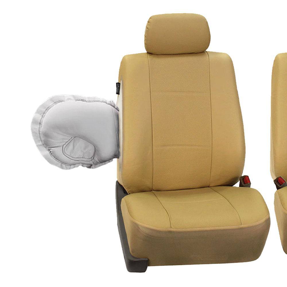 FH Group Deluxe Leatherette 47 in. x 23 in. x 1 in. Full Set Seat Covers DMPU007BEIGE115