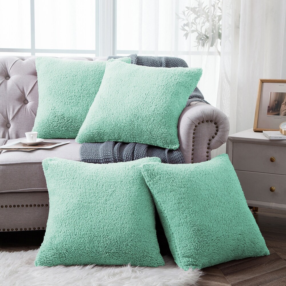 Accent Sherpa Pillow Cover Set of 4 20Inch x 20Inch  NO INSERT