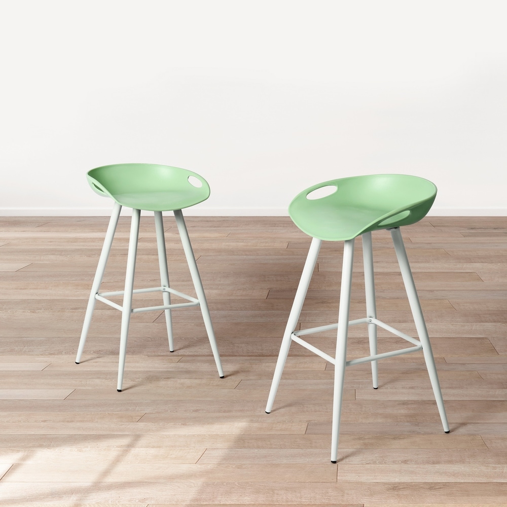 Modern Counter Height Backless Bar Stools Set of 2  Kitchen Island Chairs with Metal Legs/Footrest for Cafe