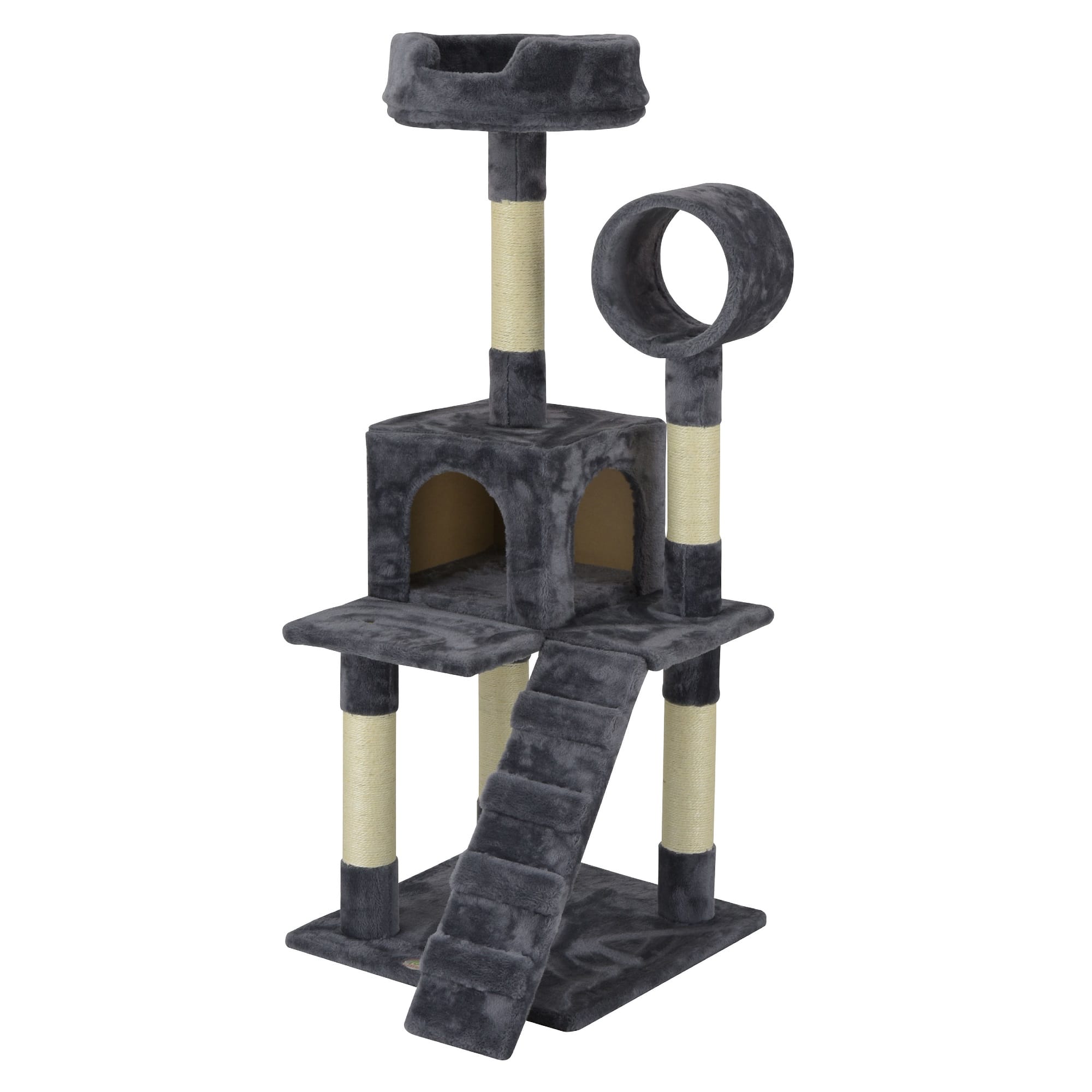 Go Pet Club Gray Cat Tree Condo with Sisal Covered Posts， 49.5