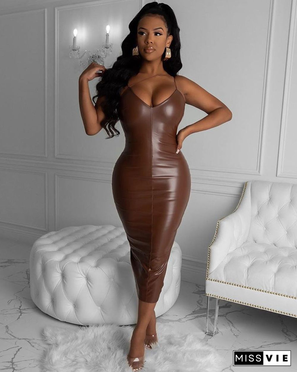 Vegan Leather Bodycon Dress