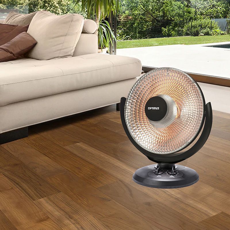 Optimus 14 Inch Oscillating Dish Heater in Black