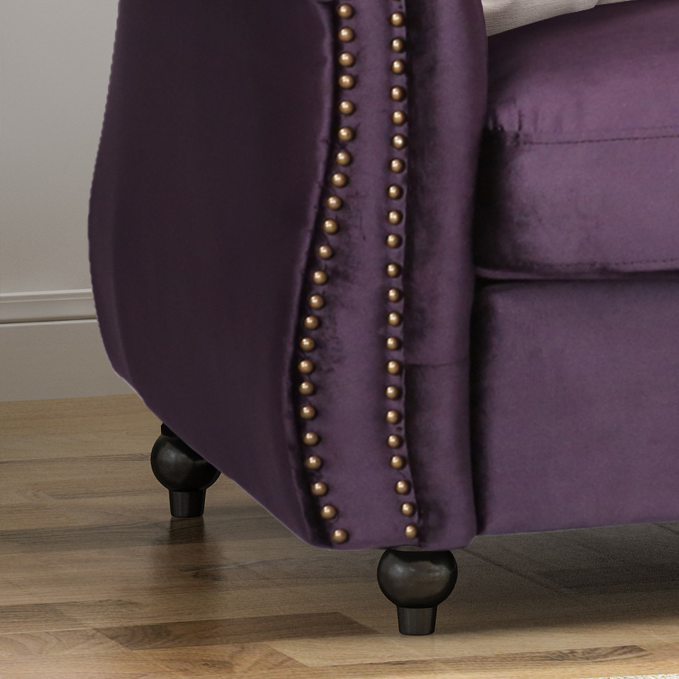 GDF Studio Vita Chesterfield Tufted Jewel Toned Velvet Sofa With Scroll Arms   Traditional   Sofas   by GDFStudio  Houzz