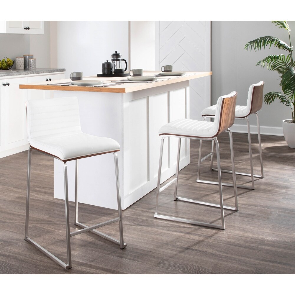 LumiSource Mara Stainless Steel Contemporary 26 inch Counter Stools (Set of 2)   N/A